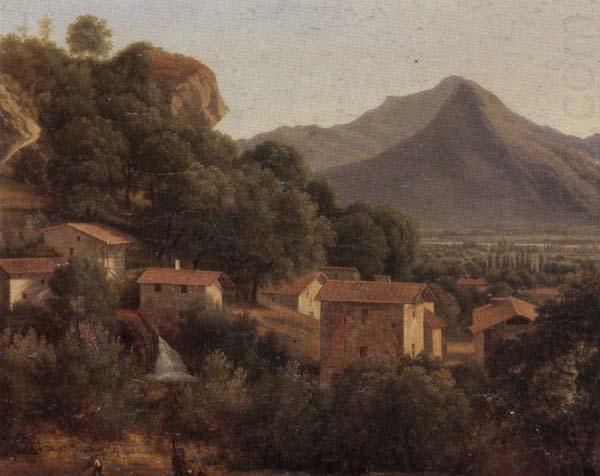 View of a hill-top town in a mountainous landscpae, unknow artist